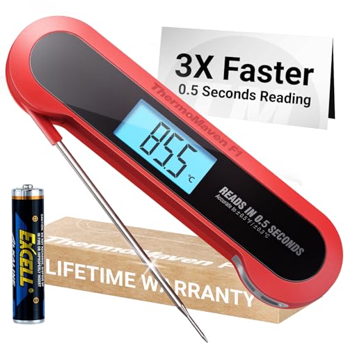 ThermoMaven Meat Thermometer Digital - 0.5s Instant Read, Precise ±0.3℃ NIST Certified, Food Cooking Thermometer, Auto-Rotated Display, IP67 Waterproof Magnetic Food Probe, Kitchen Outdoor BBQ Grill