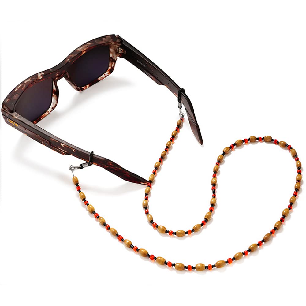 Brillenkordel, Brillenband, Lesebrillenband, Brillen-Haltekette, Vintage-Holzperlen, für Damen und Herren