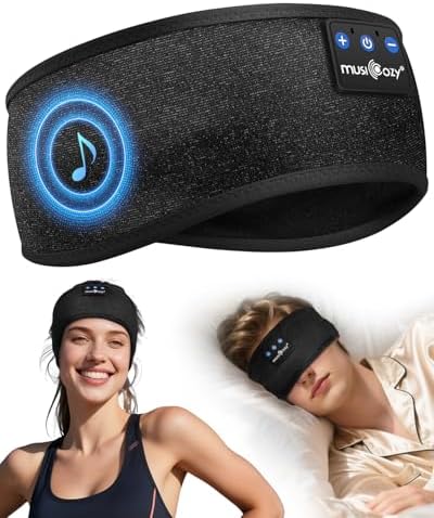 MUSICOZY Sleep Headphones, Comfortable Headband Headphones for Side Sleepers - Blue...
