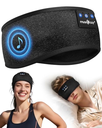 MUSICOZY Schlafkopfhörer Bluetooth, Schlaf Kopfhörer Stirnband Schlaf-Ohrhörer Headband Kabellos Sportskopfhörer 16+STD Bequemes Musik Stirnband zum Schlafen für Sport...