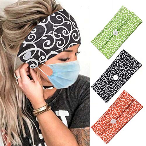 Jeairts Boho Bandeau Headbands Headpiece Wide Hair Bands Twisted Turban Head Wraps Elastic Fabric Head Scarfs Stylish Yoga Hair Accessories for Women and Girls (Button Vintage)