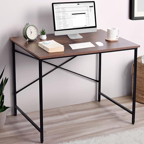 Image of ABOUT SPACE Office Table - Study Table for Students, Adults Work Table for Home - PC, Laptop, Desktop, Gaming, Computer Table with Spacious Tabletop Multipurpose Table (Walnut-L 91 x B 60.5 x H 75cm)