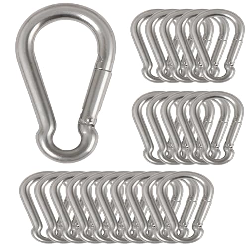 20Pcs 4 Safety Spring Snap Hook M10 3/8 Carabiner Quick Link Snap Hooks for Camping Hiking 770LBS Holding Capacity Heavy Duty Steel Carabiner Clip Buckle for Swing Hammock Gym Outdoor