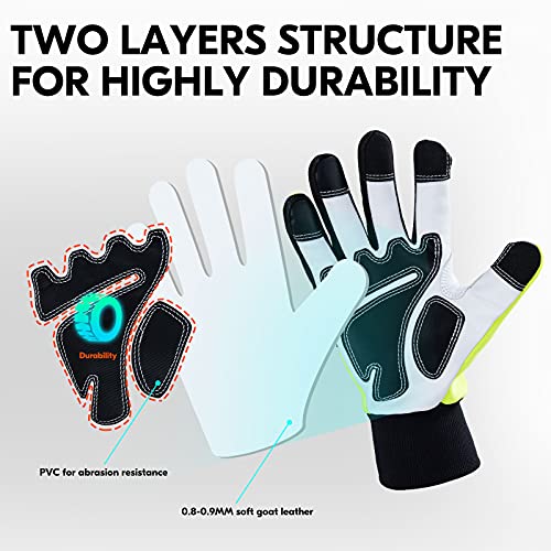 Vgo... 1Pair Chainsaw Gloves, 12-Layer Chainsaw Protection on Left Hand Back,Goat leather Work Gloves, Mechanic Gloves - Image 5