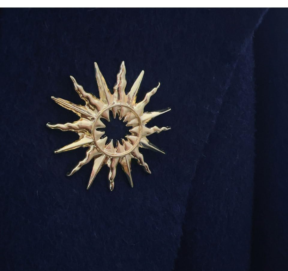 Image of Gold-Tone Sun Brooch Pin Vintage Round Sun flower Broach for Shirt Decorations Wedding Bouquets Jewelry