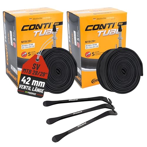 2er Set Continental Fahrradschlauch MTB Wide 28 29+ Zoll 65/70-622 SV 42mm...