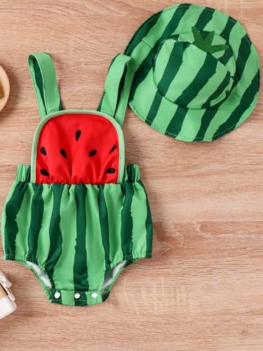 Newborn Infant Baby Girl Boy Summer Outfits Romper Fruit Watermelon Toddler Bodysuit Headband/Hat Clothes2