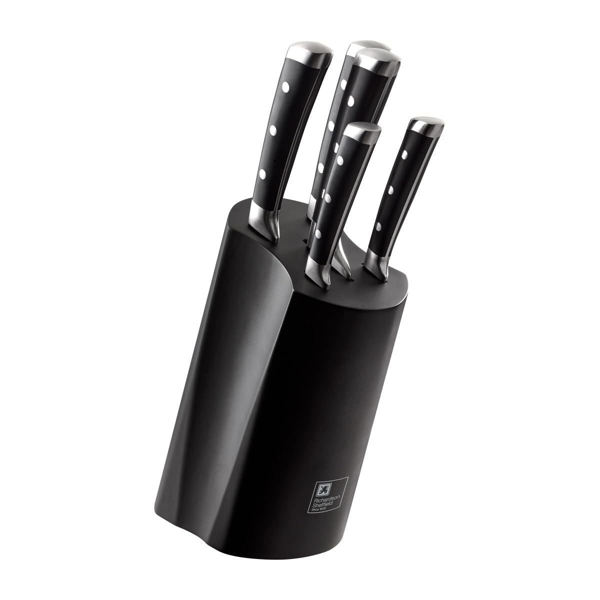 Richardson Sheffield V Sabatier Professional 5 Piece Kitchen Knife Block Set in Black | UK Brand Premium Kitchen Knife Set