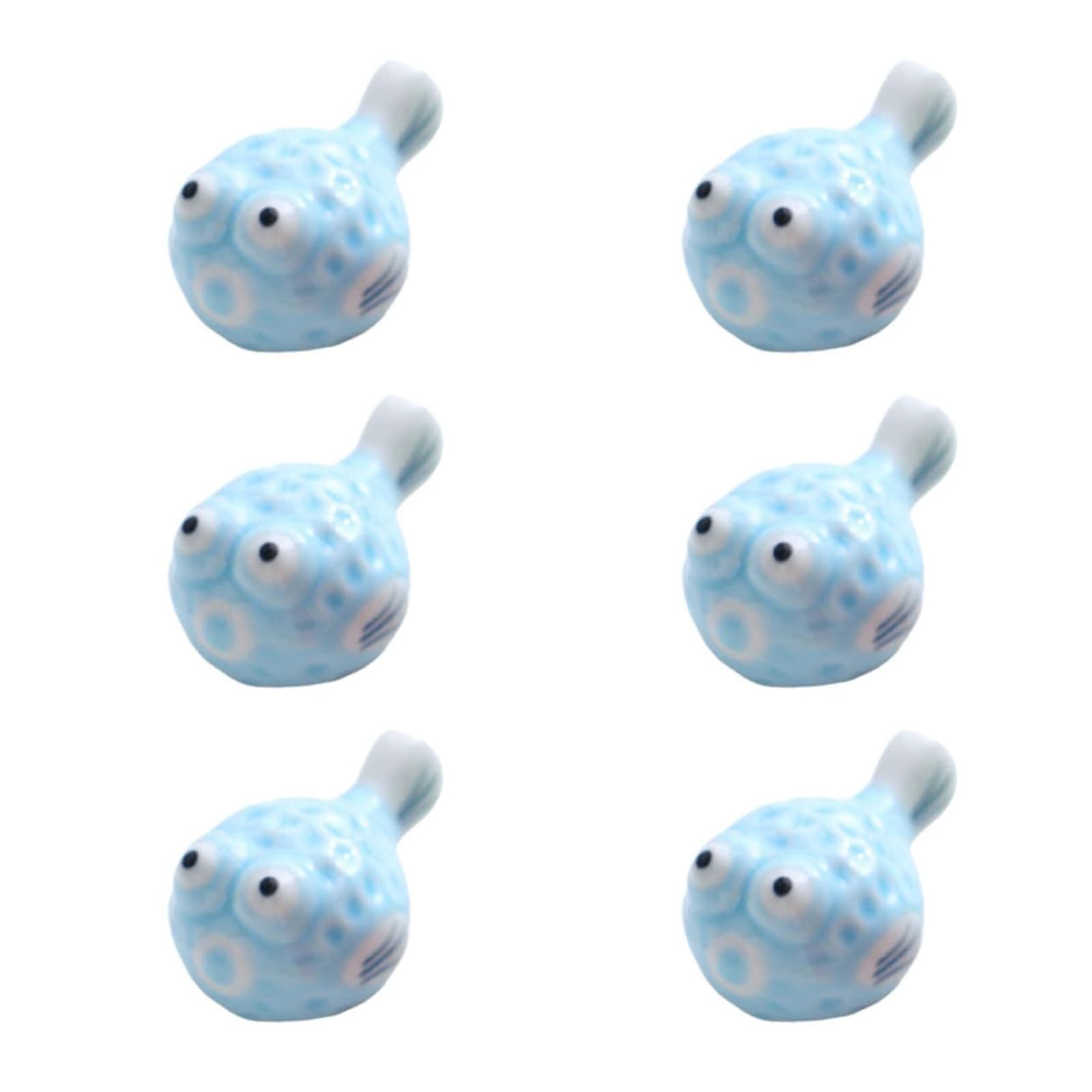 Tsophreniq 6 Pieces Cute Pufferfish Shaped Ceramic Chopstick Rests Spoon Fork Holder Ceramic Chopstick Holders for Kitchen Utensil Pufferfish Utensil Holder