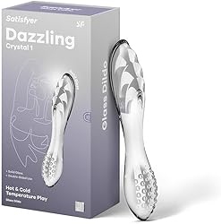 Satisfyer Dazzling Crystal 1 | 22 cm | Dildo de Punto G | Dildo de vidrio | Vidrio de borosilicato | Estructura de protuberancias para mayor estimulación | Eje ancho con estructura ondulada