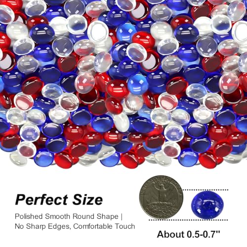 Image of Mini Glass Gems Flat Bottom Marble Beads for Vase, Aquarium & Fish Tank | Mixed Color Decorative Glass Stones Vase Filler for Planter, Crafts, Home Art Decoration (2 Pounds)