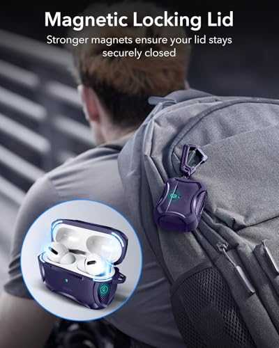 Image of ESR for AirPods Pro 2nd Generation Case Compatible with Airpods Pro Case 2nd /1st Gen (2023 /2022 /2019), Compatible with MagSafe, Powerful Drop Protection, Magnetic Lid, Purple