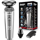 Electric Razor for Men, Kurener Electric Shaver for Men, Rechargeable Wet/Dry Shaver with Nose Trimmer Sideburns Trimmer