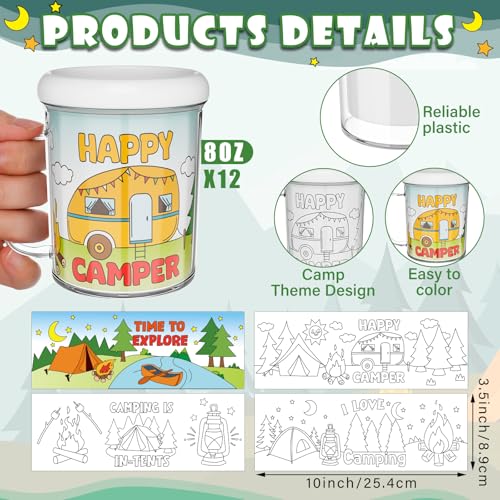 Set de 12 tazas de campamento para pintar 8 oz miniatura 2