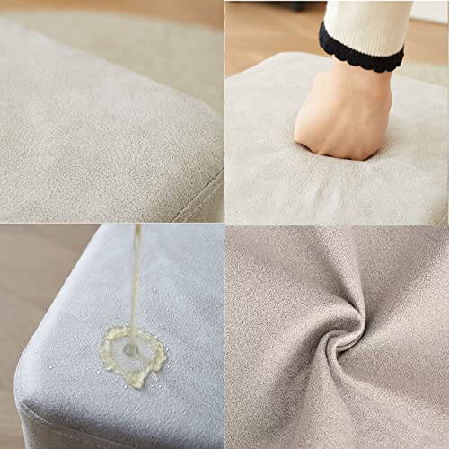 Reposapiés de piel sintética con patas de madera para salón y dormitorio 4