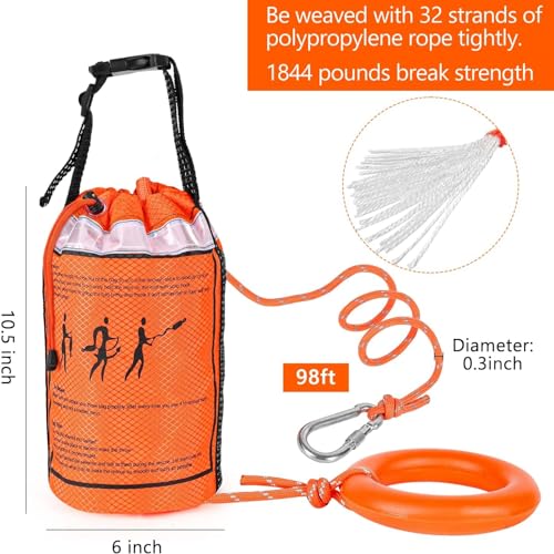 image for NTR Water Rescue Throw Bag with 98 Feet of Rope in 3/10 Inch Tensile S