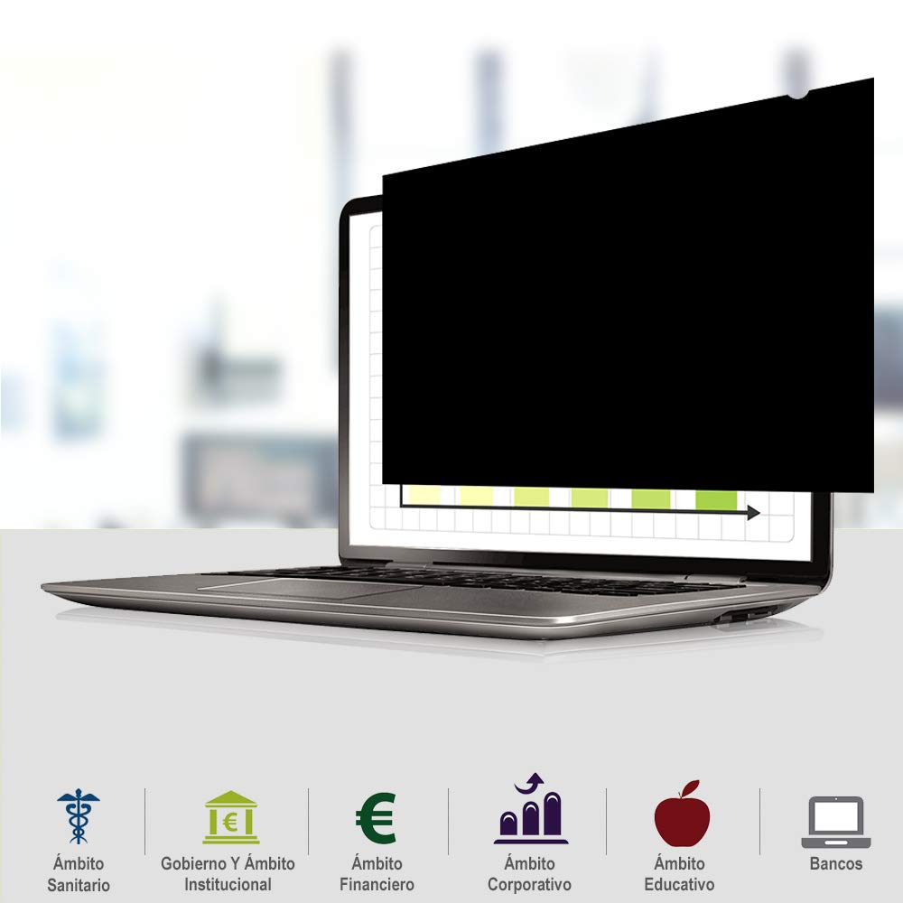Filtro de privacidad PrivaScreen Fellowes para portátil y monitor con pantalla de 14.1" pulgadas 4:3 (Estándar) - Fácil de colocar y retirar con pestañas adhesivas