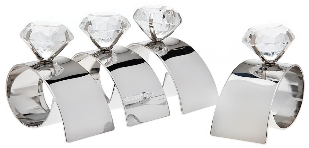 Set of 4 Godinger Arch Diamond Silver Napkin Rings