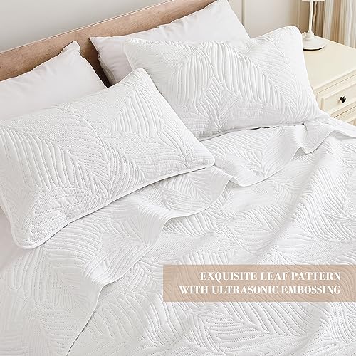 Exclusivo Mezcla QS-LF-CKWH California King Quilt Bedding Set, Lightweight White Quilts Cal Oversized King Size For All Seasons, Soft Microfiber Bedspreads Coverlets thumb #2