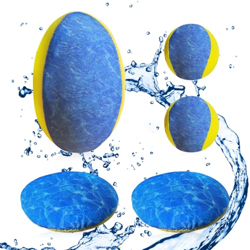 Riisoyu 5 Pezzi Palla Che Rimbalza Sull'acqua, Palla da Salto d'Acqua in Neoprene Superficie Antiscivolo Palloni da spiaggia per Piscine e Giochi d'Acqua Adatto Bambini Ragazzi Adulti