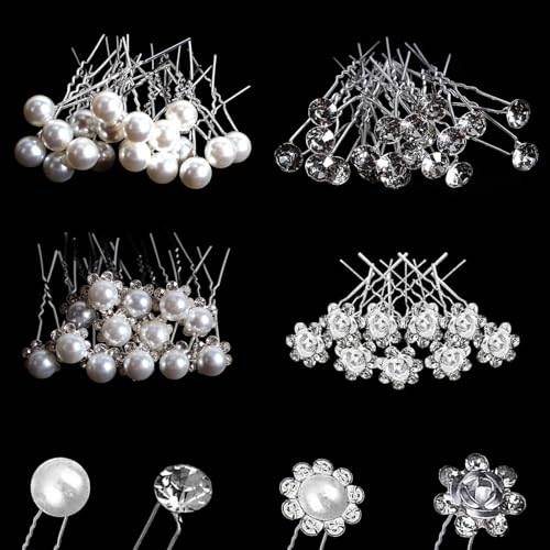 BetterJonny - Spille per capelli a forma di fiore, per matrimonio, matrimonio, matrimonio, con strass, fiore di perle per capelli, per matrimoni, feste, compleanni, anniversari