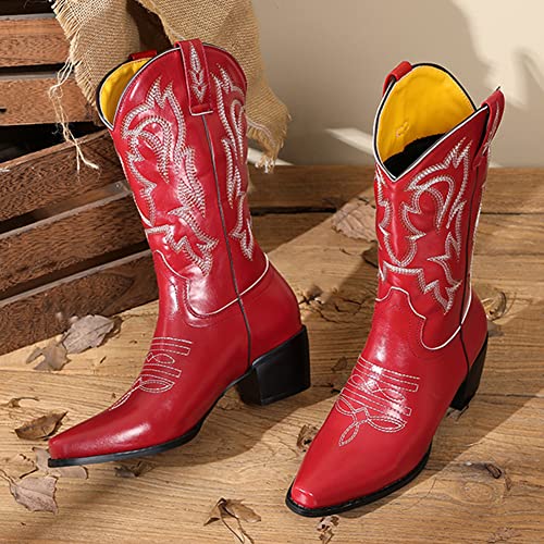 LIPIJIXI Dames's Cowboy Laarzen Western CowgirL Laarzen Retro Puntige Teen Laarzen - Afbeelding 4