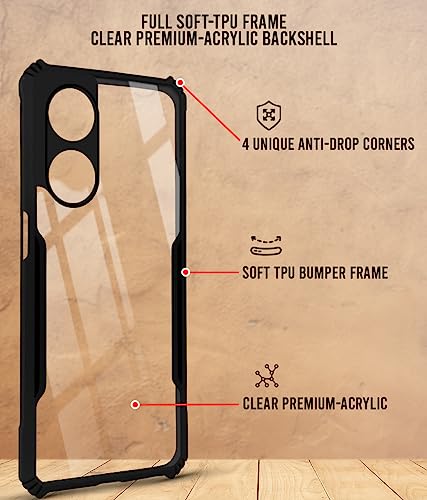 Image of Jkobi Back Cover Case for Oppo F23 5G (Shockproof with Polycarbonate Clear Panel | Professional Black)