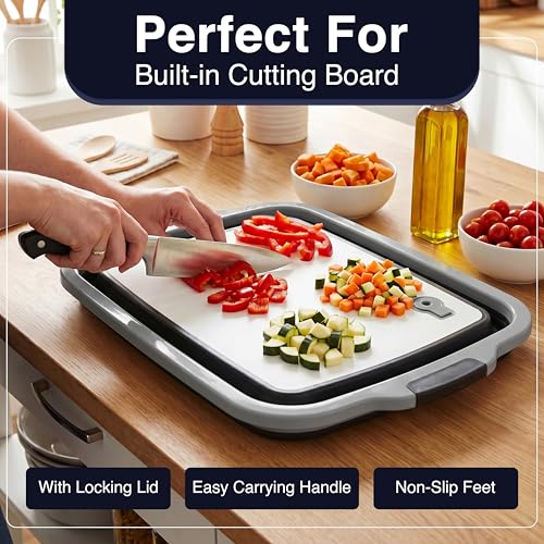 Image of BBQ Prep Tub 16L, Collapsible Cutting Board with Meat Rest Blanket and Chicken Claws, Perfect Meat Prep Tub for Marinating, Shredding, and Grilling, All in One BBQ Accessories for Outing & Picnic