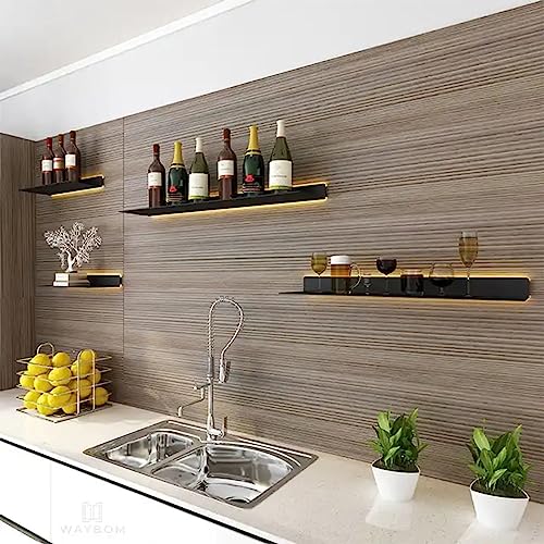 Étagère murale en alliage d'aluminium noir design LED 150cm