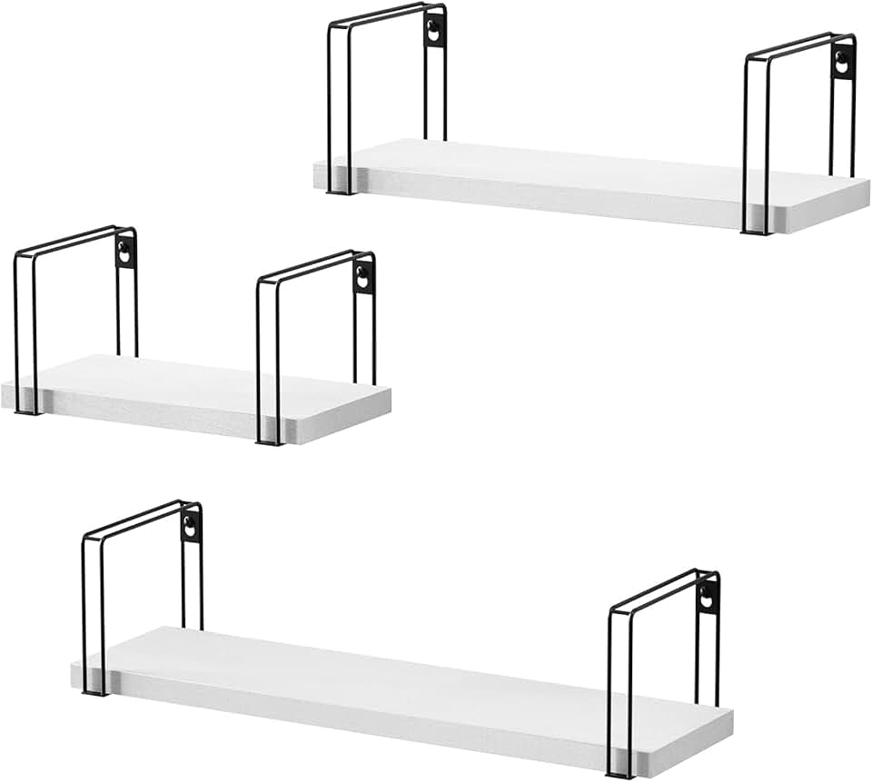 white and gold shelves