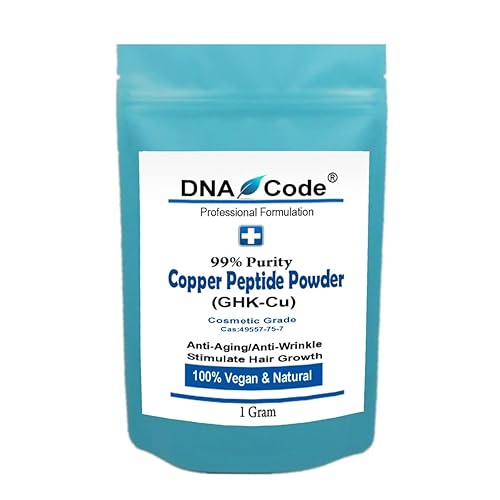 DNA CODE - Polvo de péptido de cobre DIY 99% de pureza, grado cosmético para cabellopiel. Añadir a su loción, crema, suero, humectante..