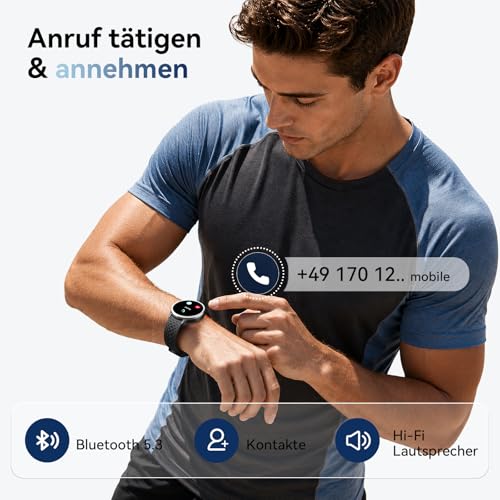 Tensky Smartwatch Herren 1.27" 2 Armbändern Rund Damen Sportuhr mit Sportanalyse 120+ Sportmodi Fitness Coach 3ATM Gesundheits… – Ansicht 5