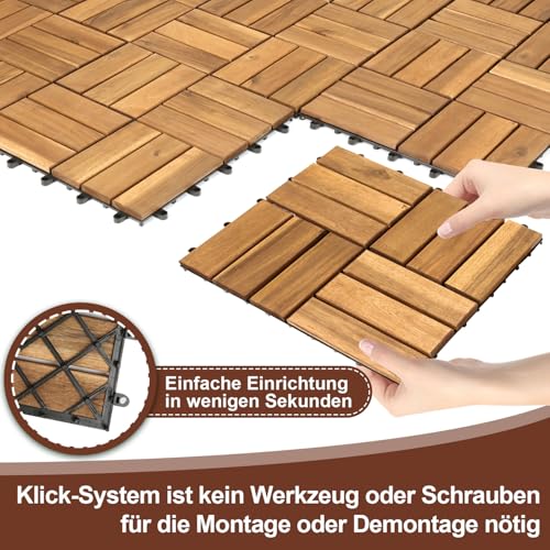 Baldosas de madera para terraza de acacia 30x30 cm 7