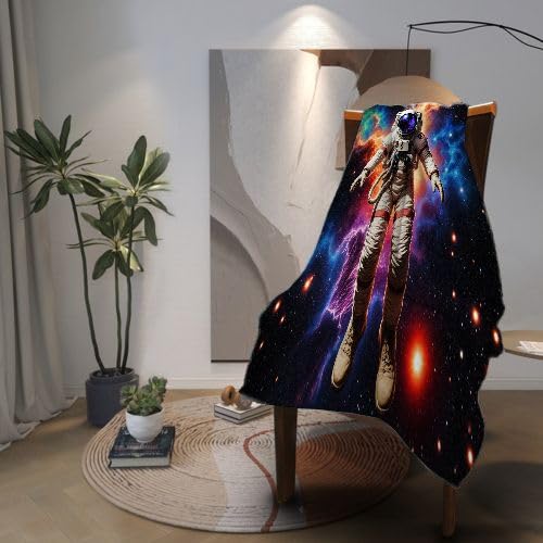 Narzuta dla młodego astronauty, odporny na blaknięcie, dekoracyjny koc, na łóżko, ciepły i lekki, pluszowy koc na każdą porę roku, 150 x 200 cm_25219a