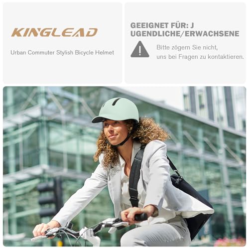 KINGLEAD Fahrradhelm,Urban Commuter Helm,Stylischer Fahrrad Helm Herren und Damen für Radfahren Trekking City Roller Herren Verstellbarer (… – Ansicht 3