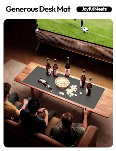 Image of YSAGi Leather Desk Protector, Office Mat, Large Mouse Mat, Non-Slip PU Leather Blotter, Laptop Desk Pad, Waterproof Writing Pad for Office and Home (Dark Grey, 47.2 inch x 23.6 inch)