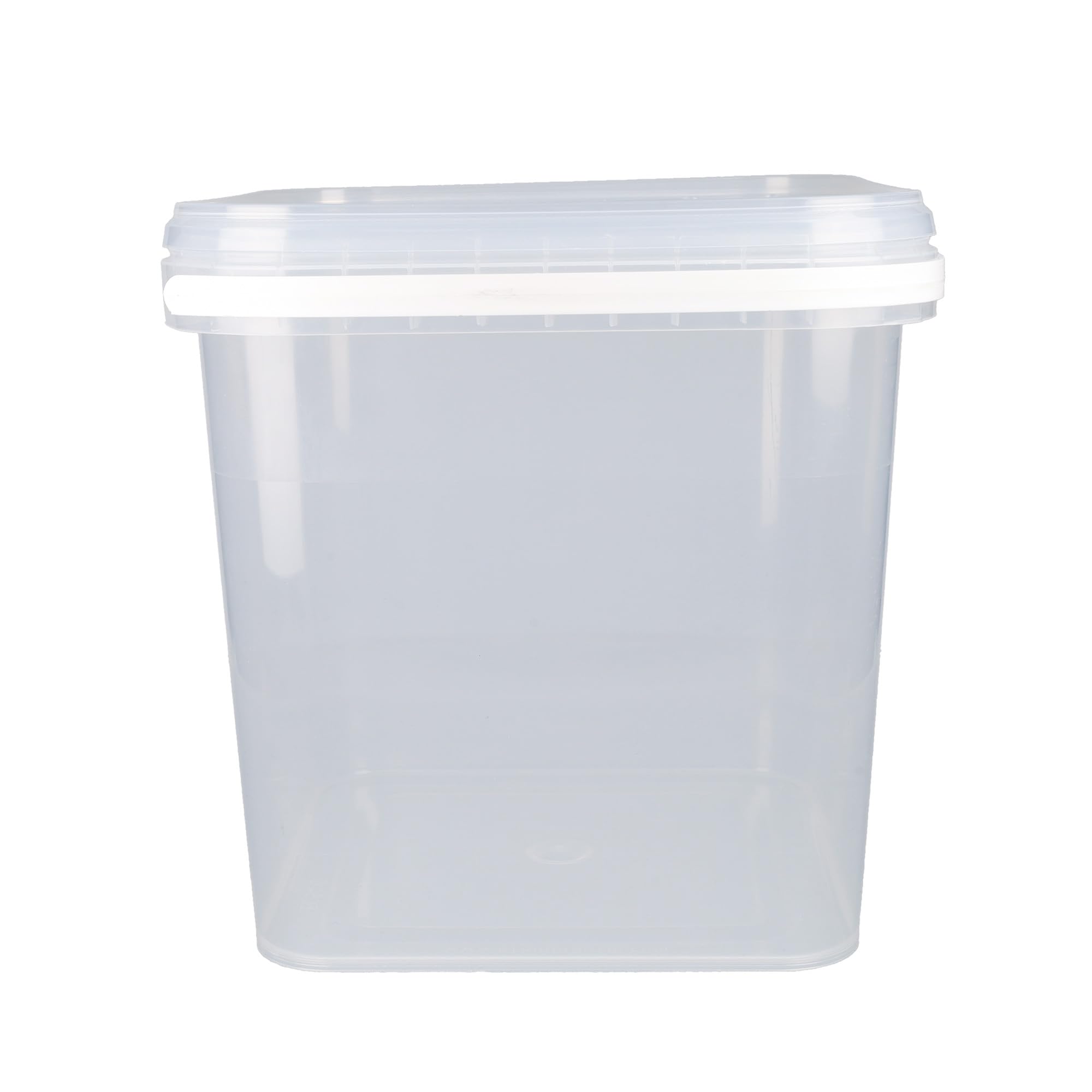 FixedByU Secchio con coperchio, 10 pezzi, 5 l, trasparente, quadrato, in plastica, per uso alimentare, ermetico e stabile, secchio vuoto, manico e coperchio, per alimenti, adatto per uso alimentare