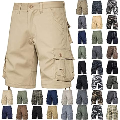 Herren Outdoor Shorts 2023 Taschen Reißverschluss Kordelzug Casual Expandable Taille Leichtgewicht Sommer Angeln Wandern Shorts Herren Classic Cargo Stretch Short Cargo Shorts für Cover