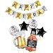 PANRRPERS Beer Cup Balloons Whiskey Bottle Beer Mug Shape Happy Birthday Gold Silver Birthday Bunting Banner Summer Party, Birthday Party Decorations for Women and Men (Banner+Balloon)