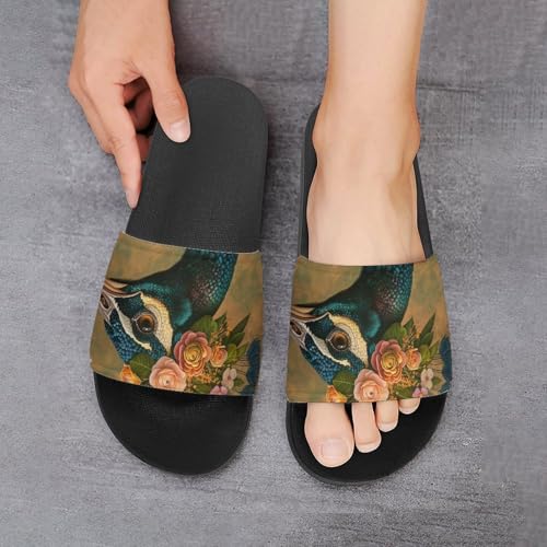 Chaussons de maison paon et fleurs pantoufles de bain pour vos moments de détente - 3