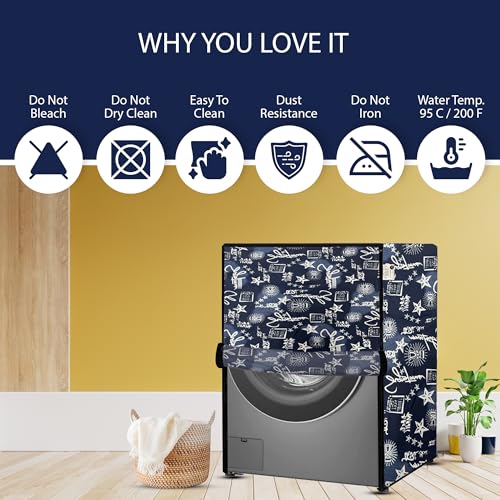 Image of Waterproof & Dustproof Top Front Load Washing Machine Cover for 6 kg 6.5 kg 7kg & 7.5 kg Compatible for IFB LG Samsung Whirlpool Bosch Haier (SIGNATURE BLUE)