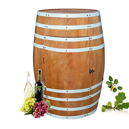 Wine Rack - Eiche mit Tür Weinfass Pflanzgefäße für draußen Flaschenlagerung Haushalt dekorativen Schrank (Farbe : Orange, größe : 80×58×46cm)