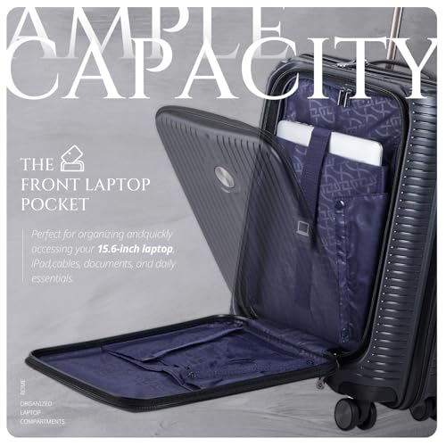Image of Verage Carry On Luggage with Spinner Wheels, Expandable Hardshell Spinner Suitcase for Travel, TSA Approved (Carry-On 20-Inch (Front Pocket), Black)