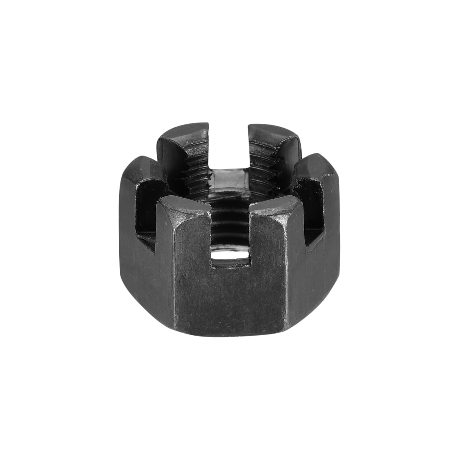 QUARKZMAN M16x1.5mm Tuerca Ranurada Hexagonal, Tuerca Hexagonal de Acero al Carbono Grado 4.8, Negra, 8 Piezas