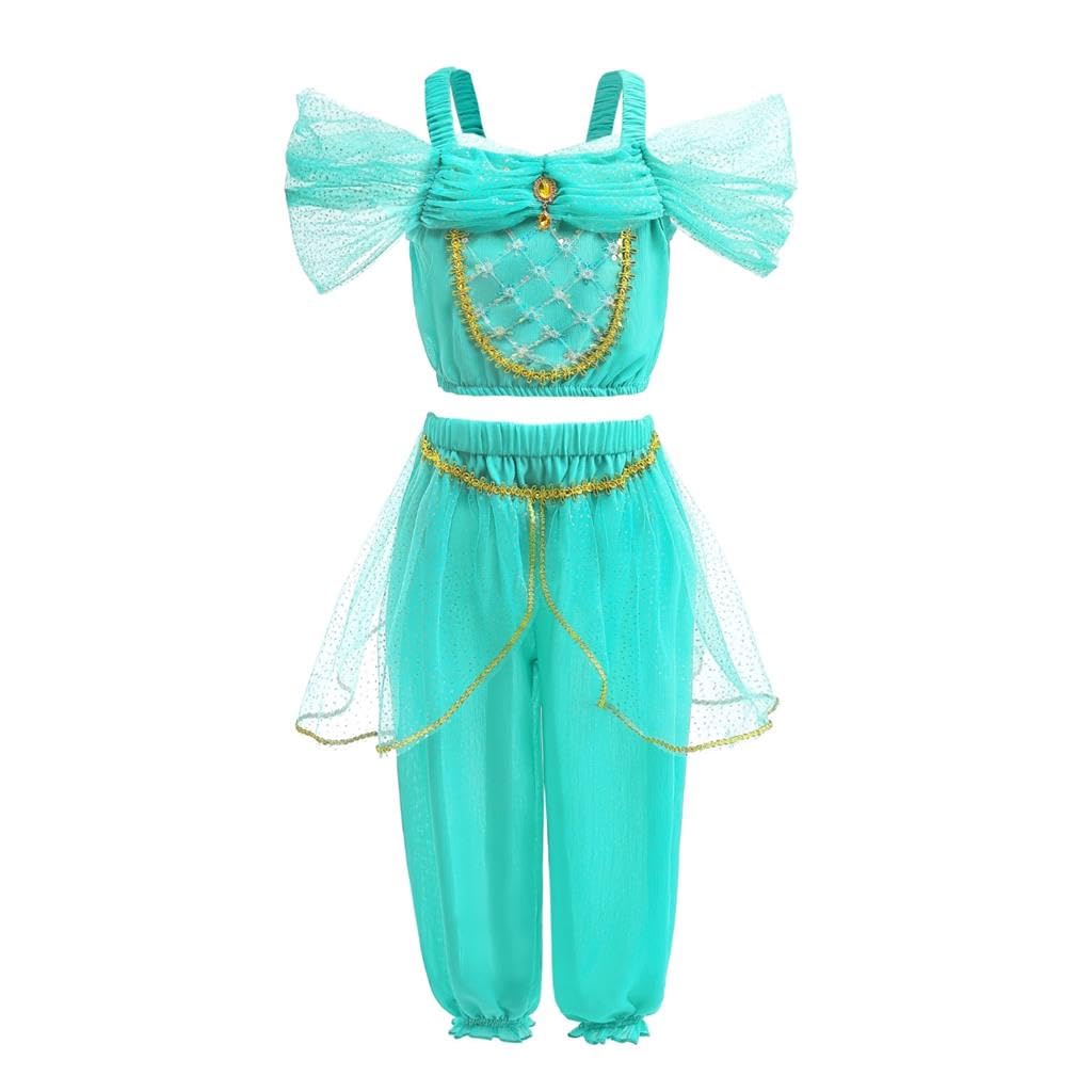 Dressy Daisy Arabian Princess Costume Girls Dress Up Belly Dance Outfit 2-Piece Top & Pants Set Kid Halloween Party Size 2-14
