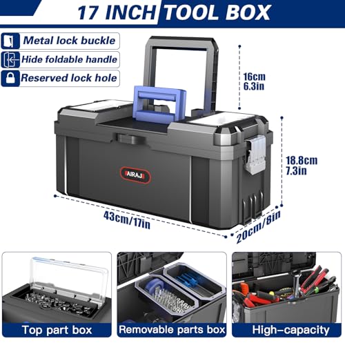 Image of 3-In-1 Tool Box with Wheels | Rolling Stackable Tool Box | Modular Tools Storage System | Small Toolbox with Detachable Parts Box Organizer丨Portable Toolbox for Garages,Home DIY,Workshop丨17+19+21 inch
