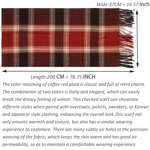 UTOWO Winter Scarf for Women Shawl Cashmere Feel Tassel Plaid Large Oversized Scarves Wraps3