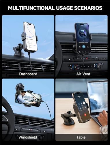 Wireless Car Charger 15W Auto Clamping Phone Holder Dash Windshield Vent | Car Mount Car Charger Compatible with iPhone 18 17 16 15 14/13/13 Pro/12 pro/12/11/X/8, Samsung S24/S23/S22 - image 2