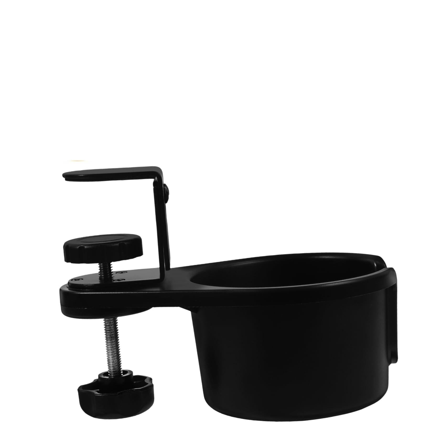 OUNONA Tischbecherhalter mit Klemme 360° Drehbar für Schreibtisch und Büro Getränkehalter fürs Auto aus Edelstahl Abs und Gummi