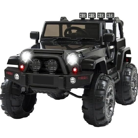 FUN OASIS Electric Ride-On Jeep - Rechargeable 4x4 Big Size Thar Look-Alike for Kids with Seat Belt, LED Lights, Music Modes, Manual & Remote Dual Control - for Kids 2 to 8 Years (Black)